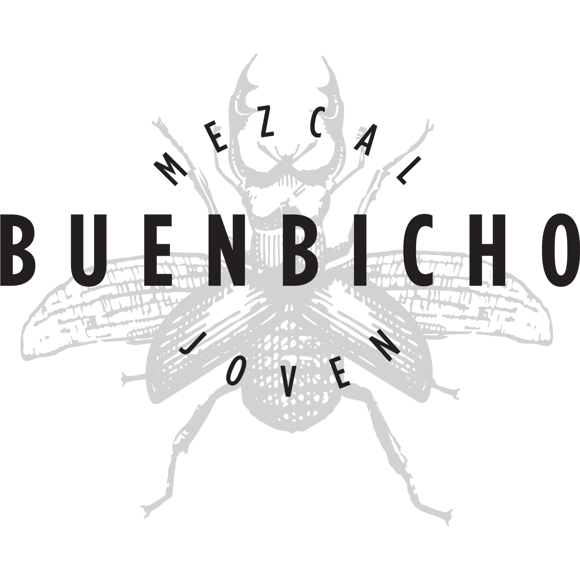 Logo of Mezcal Buen Bicho Joven featuring a stylized beetle design, representing artisanal mezcal production.