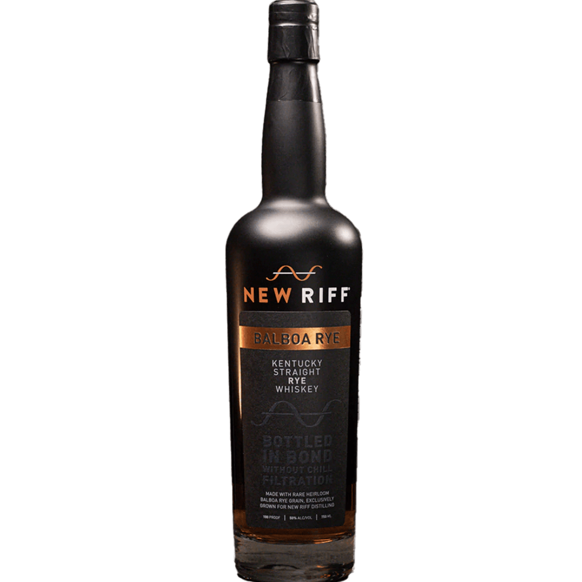 New Riff Balboa Rye Whiskey bottle showcasing its distinct label and amber color.
