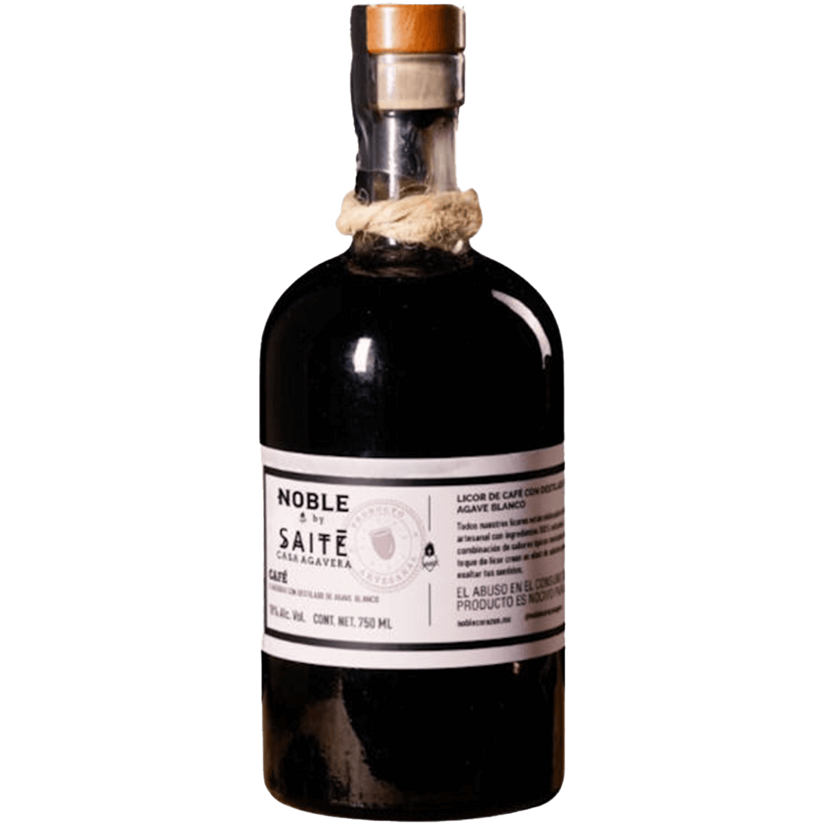 Bottle of Noble by Saite Coffee Liqueur featuring dark coffee flavors with premium tequila, 750ml.