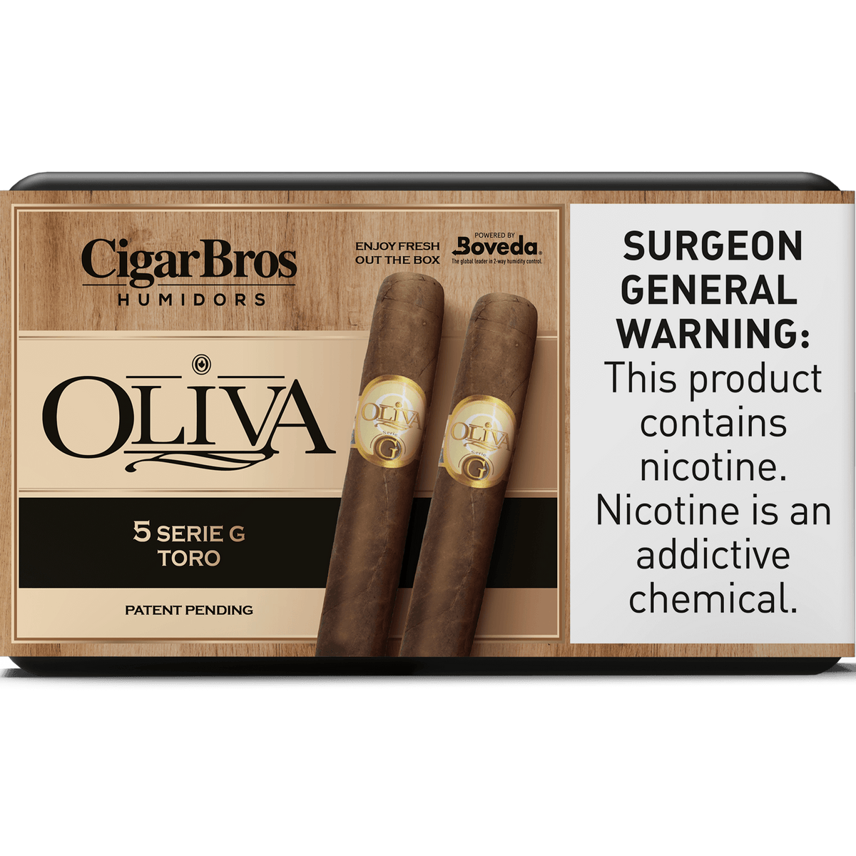 Oliva Serie G Toro cigars in a CigarBros humidor, showcasing rich flavors and smooth, medium-bodied character.