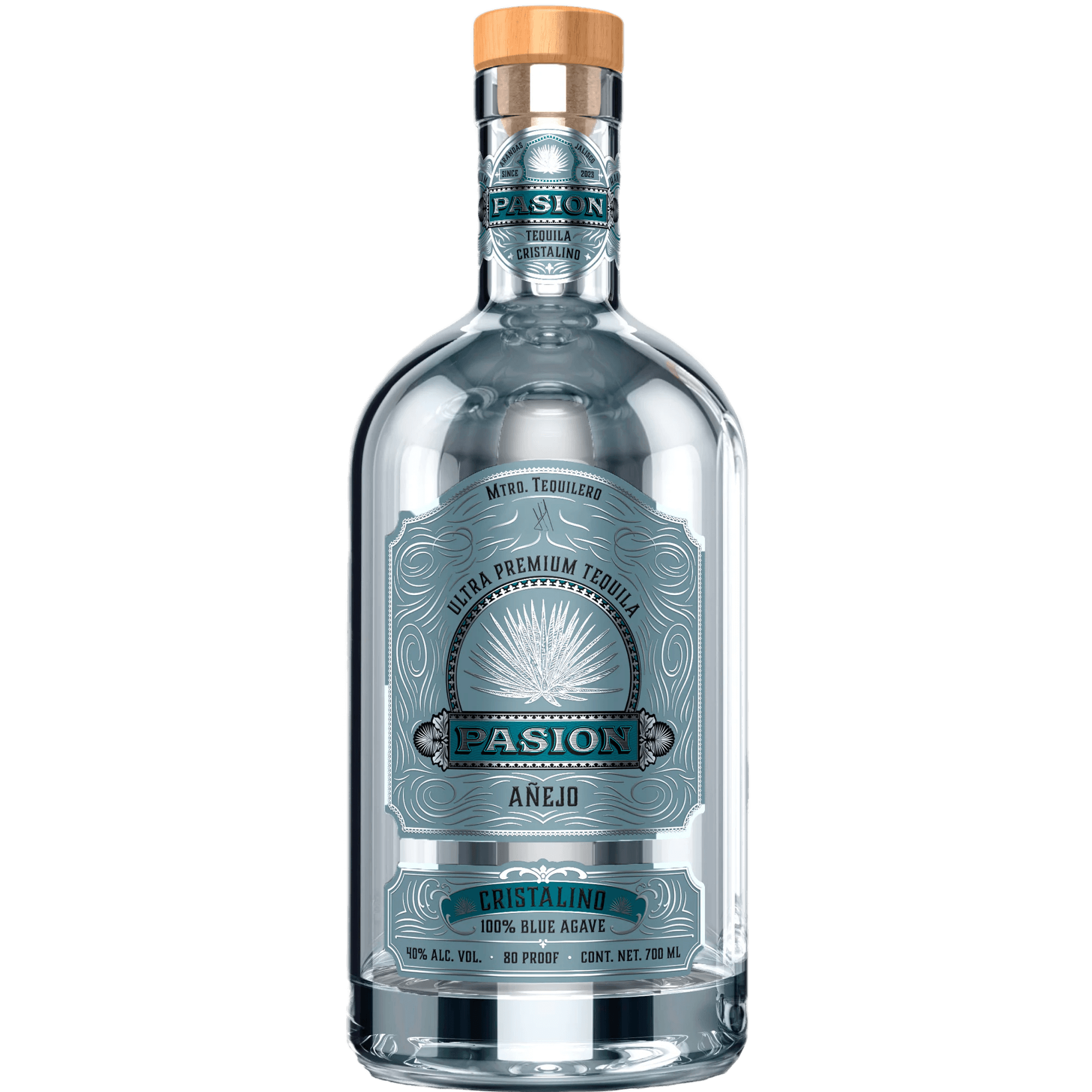 Pasión Añejo Cristalino Tequila 700ml bottle showcasing its crystalline appearance and blue agave authenticity.