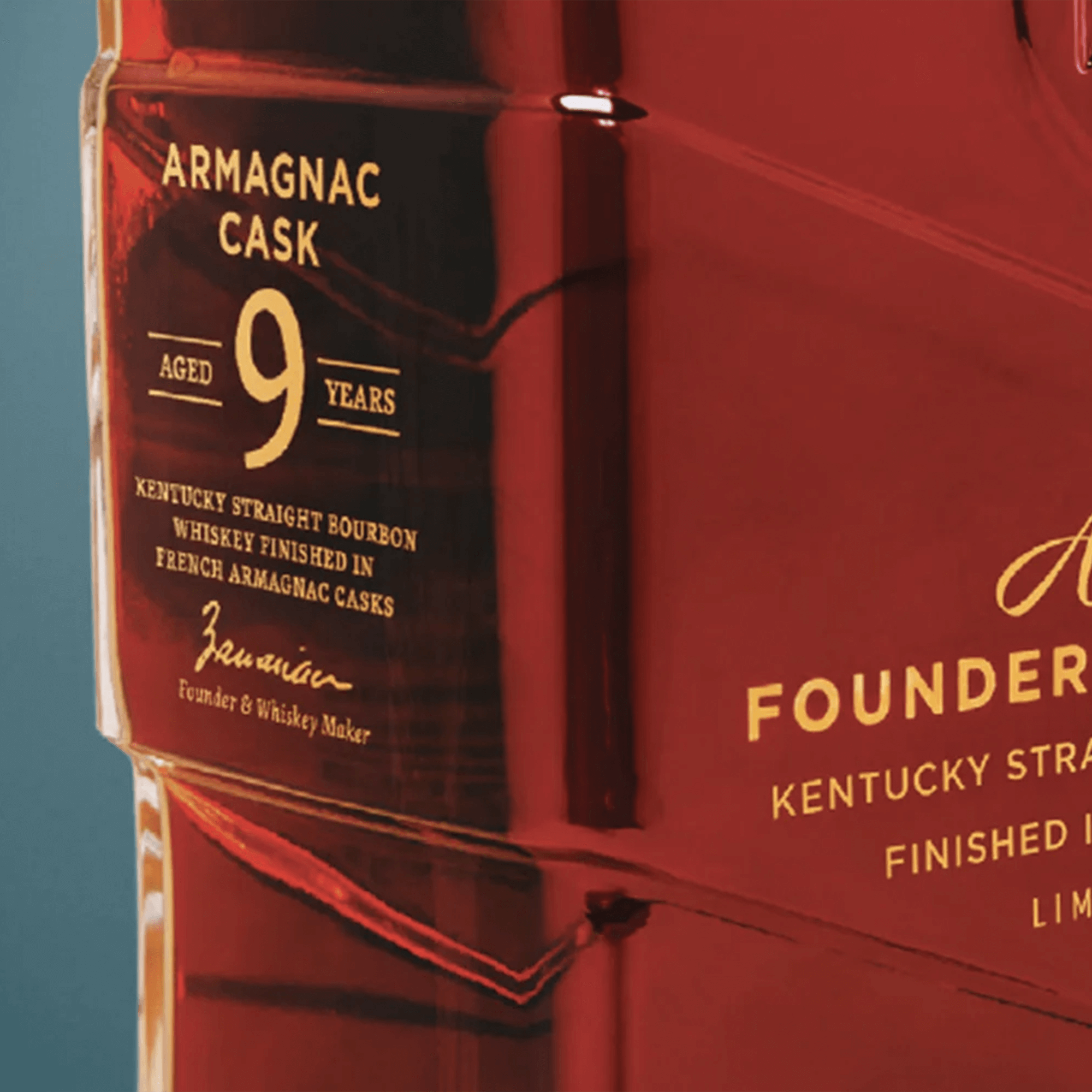 Label of Rabbit Hole Adourra bourbon showing 9 years aged in Armagnac cask with detailed whiskey description.