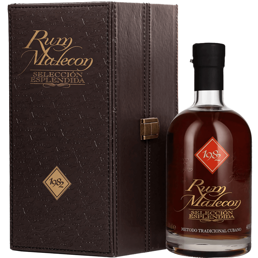 Rum Malecon Selección Esplendida 1982 in luxury packaging, a rare Panamanian rum from premium barrels.