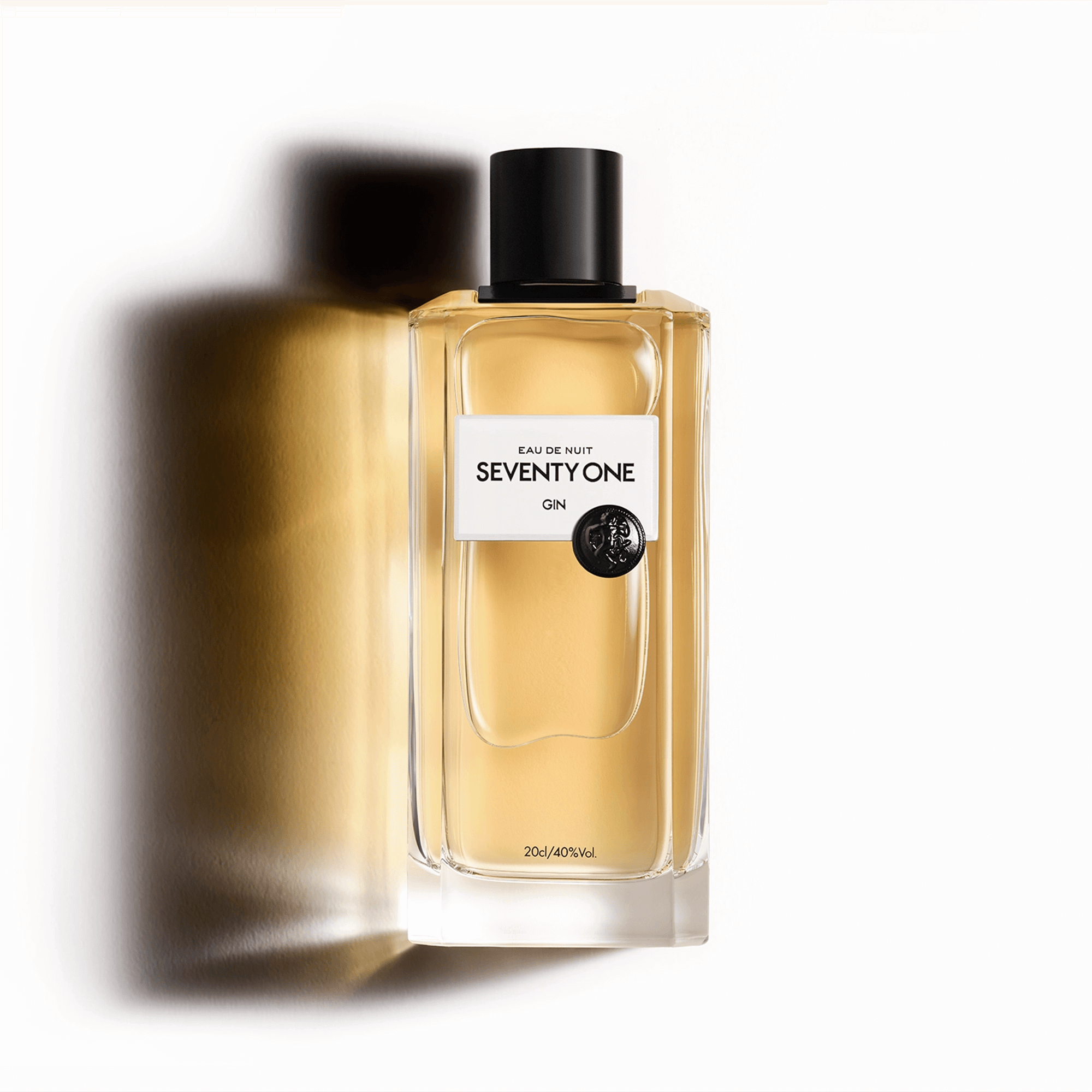 Seventy One Gin 200ml bottle showcasing its unique design and smooth golden liquid, a blend of botanicals and oak cask aging.