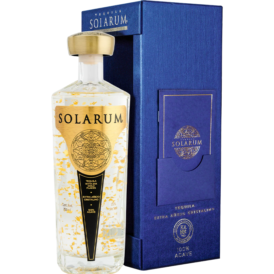 Solarum Extra Añejo Cristalino Tequila with 24k Gold
