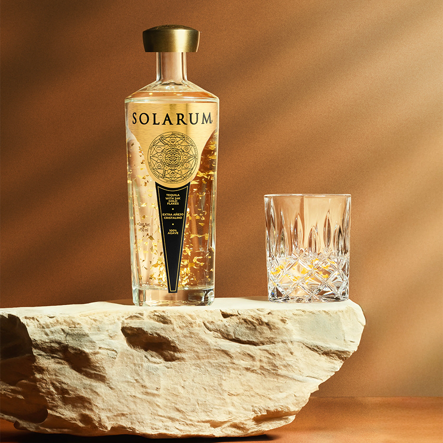 Solarum Extra Añejo Cristalino Tequila with 24k Gold