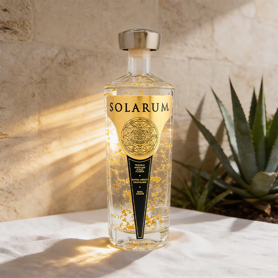 Solarum Extra Añejo Cristalino Tequila with 24k Gold