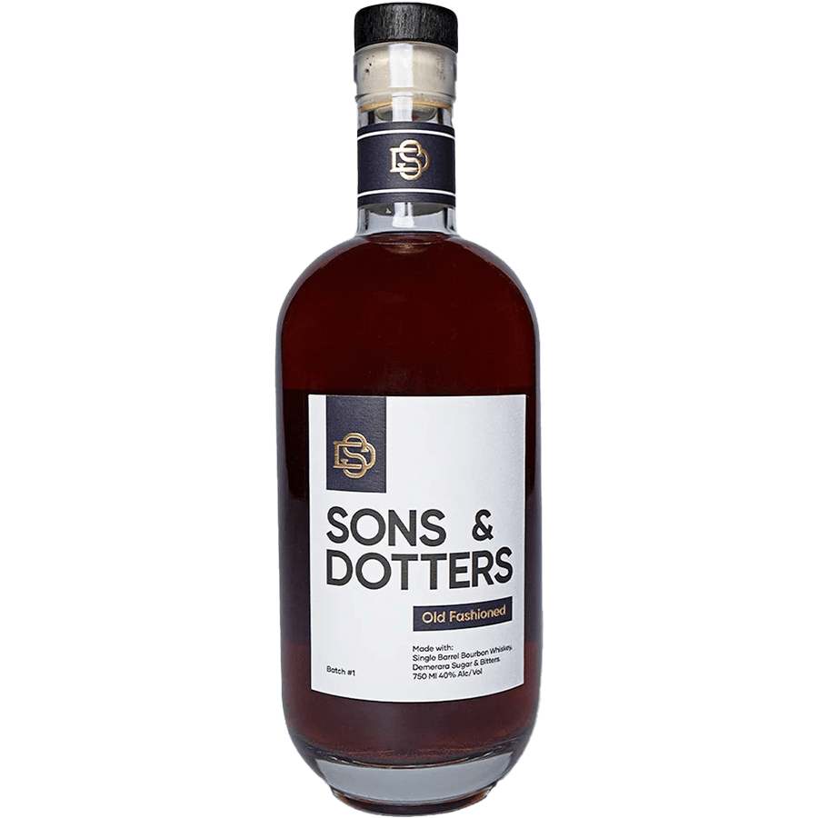 Sons & Dotters Old Fashioned cocktail in a bottle, crafted for convenience and rich taste.