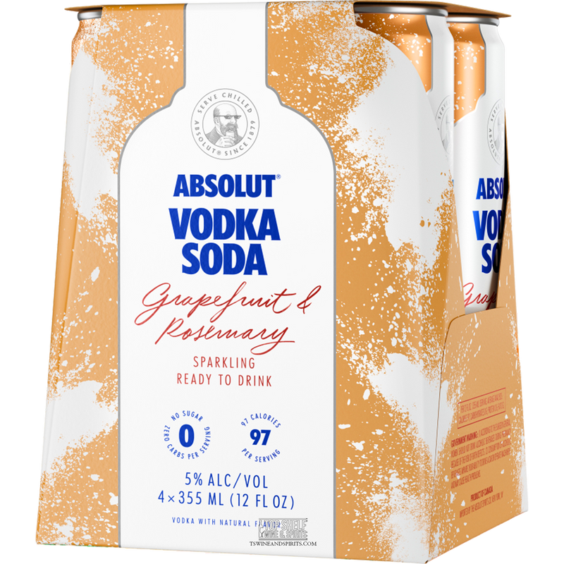 Absolut Grapefruit & Rosemary Vodka Soda (4 Pack Cans)