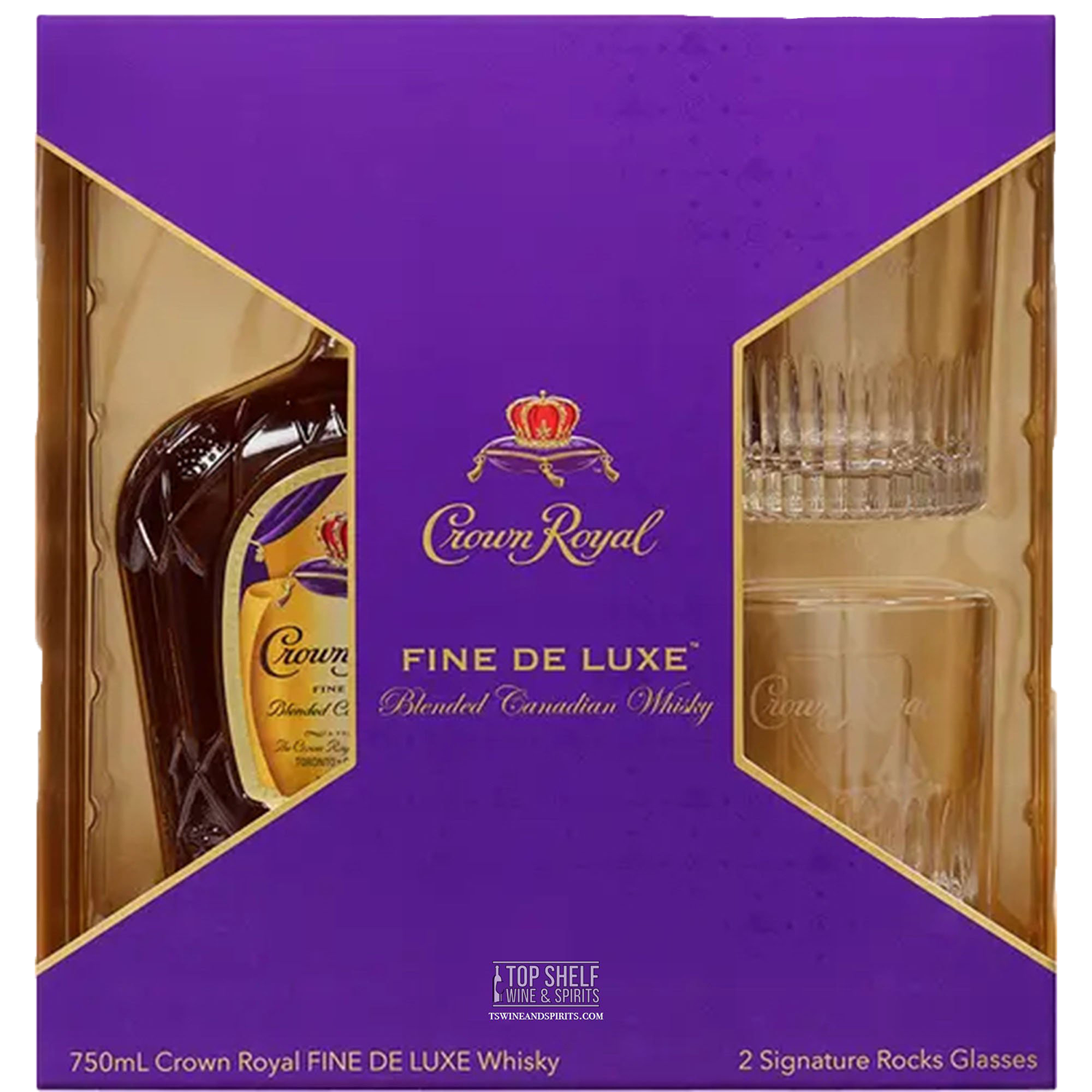 Crown Royal Canadian Whisky (750mL) Gift Set with Two Glasses