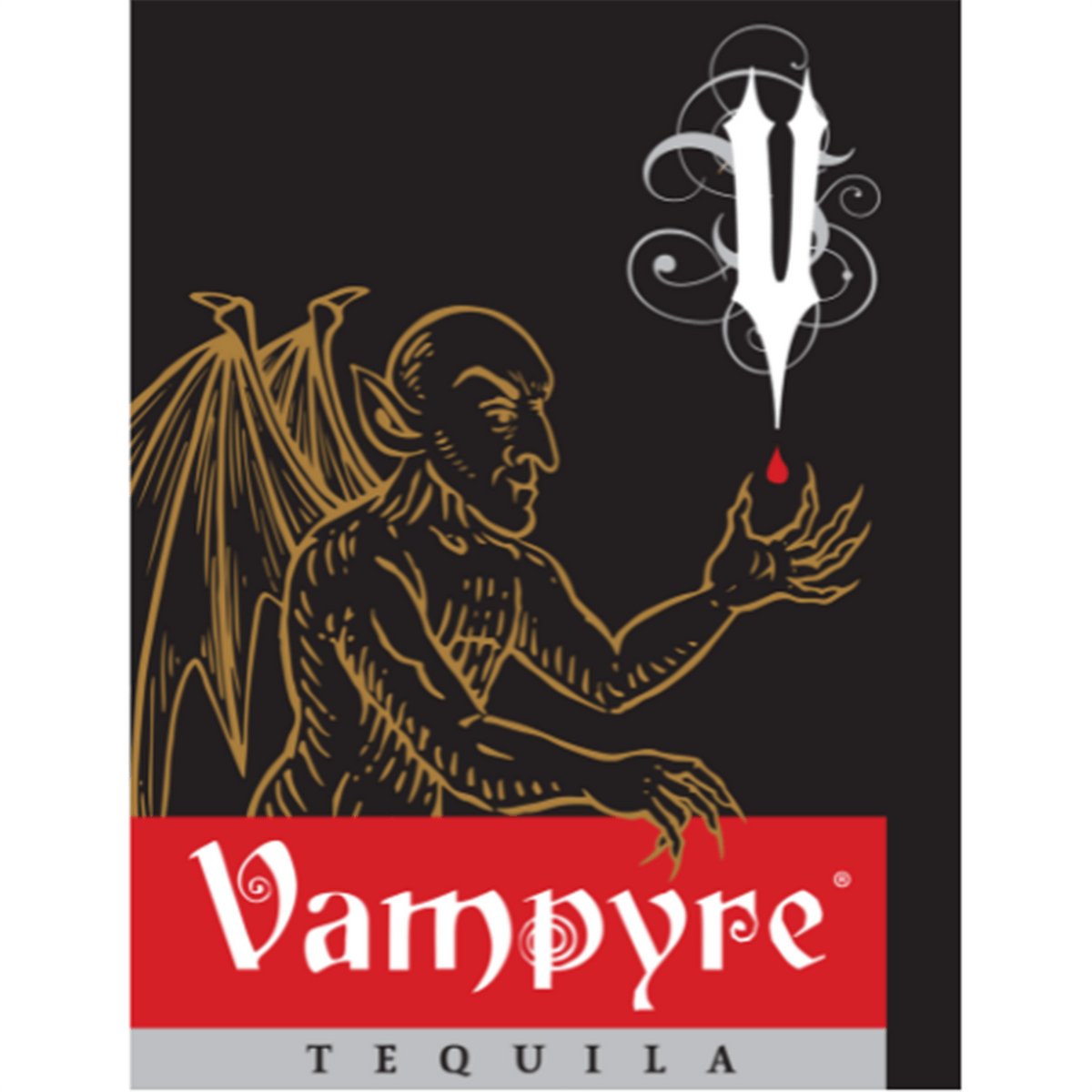 Vampyre Tequila logo featuring a bat-themed design and striking red elements, representing premium tequila craftsmanship.