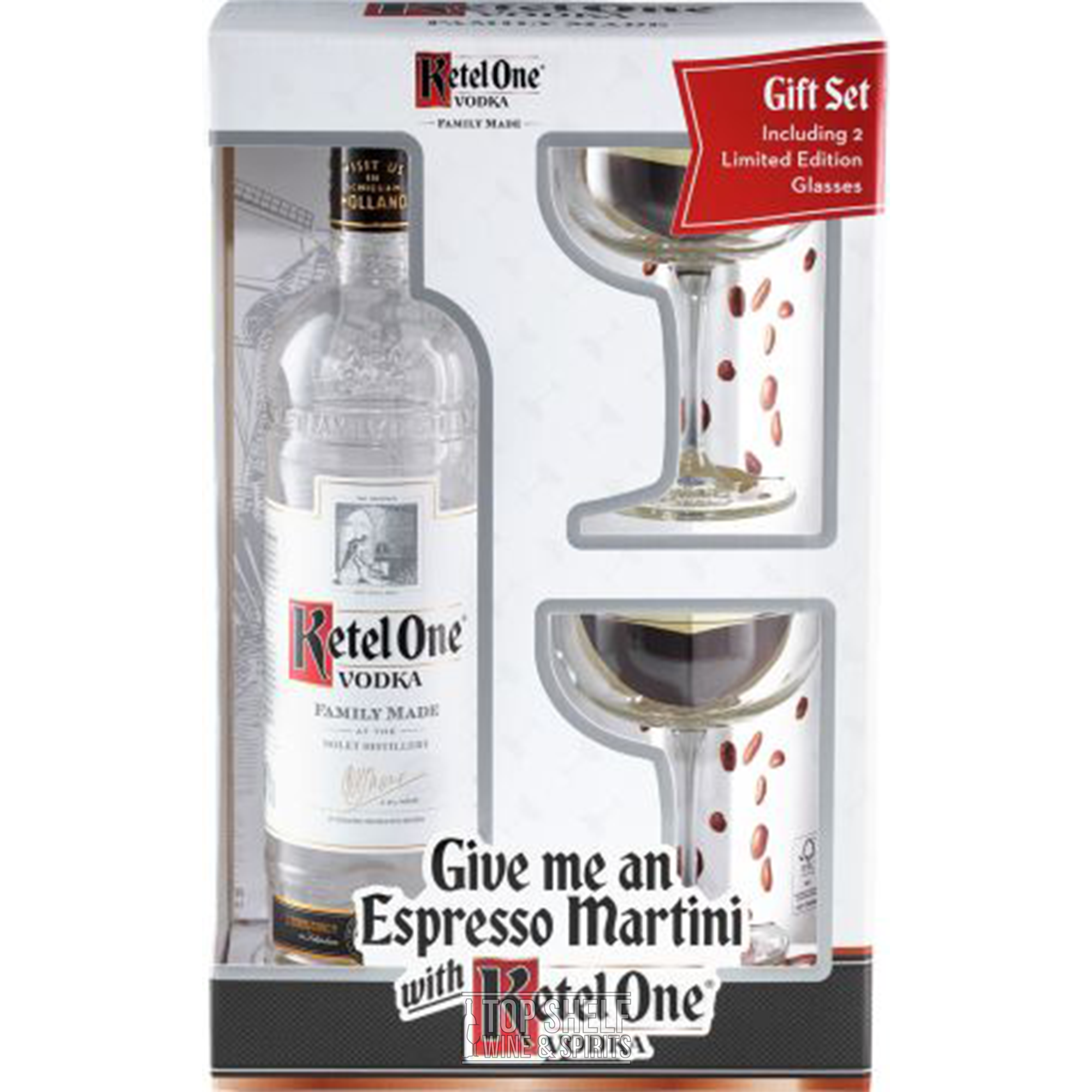 Ketel One Vodka Gift Set with Espresso Martini Glasses