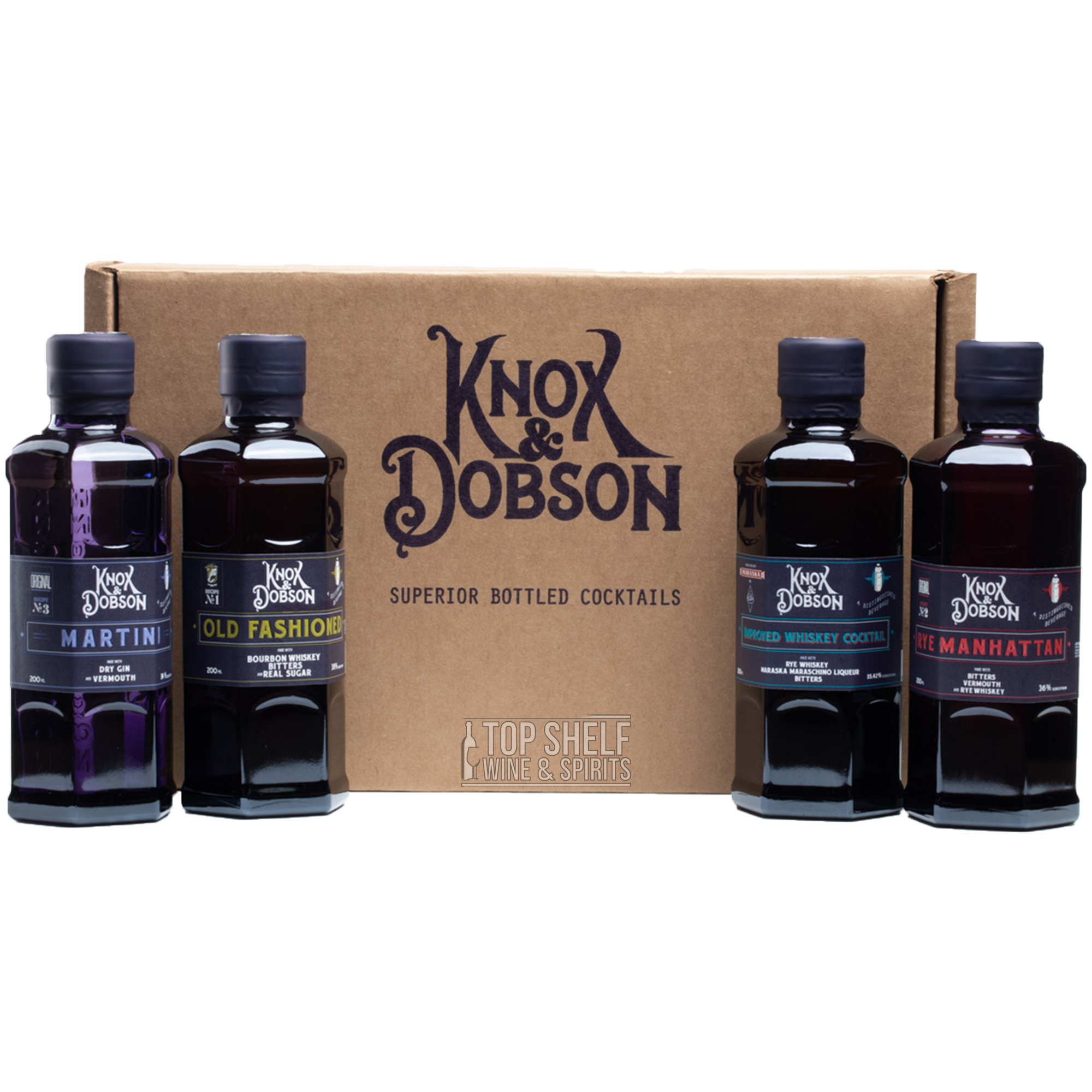 Knox & Dobson Superior Bottles Cocktails Variety (4-Pack) 200ml