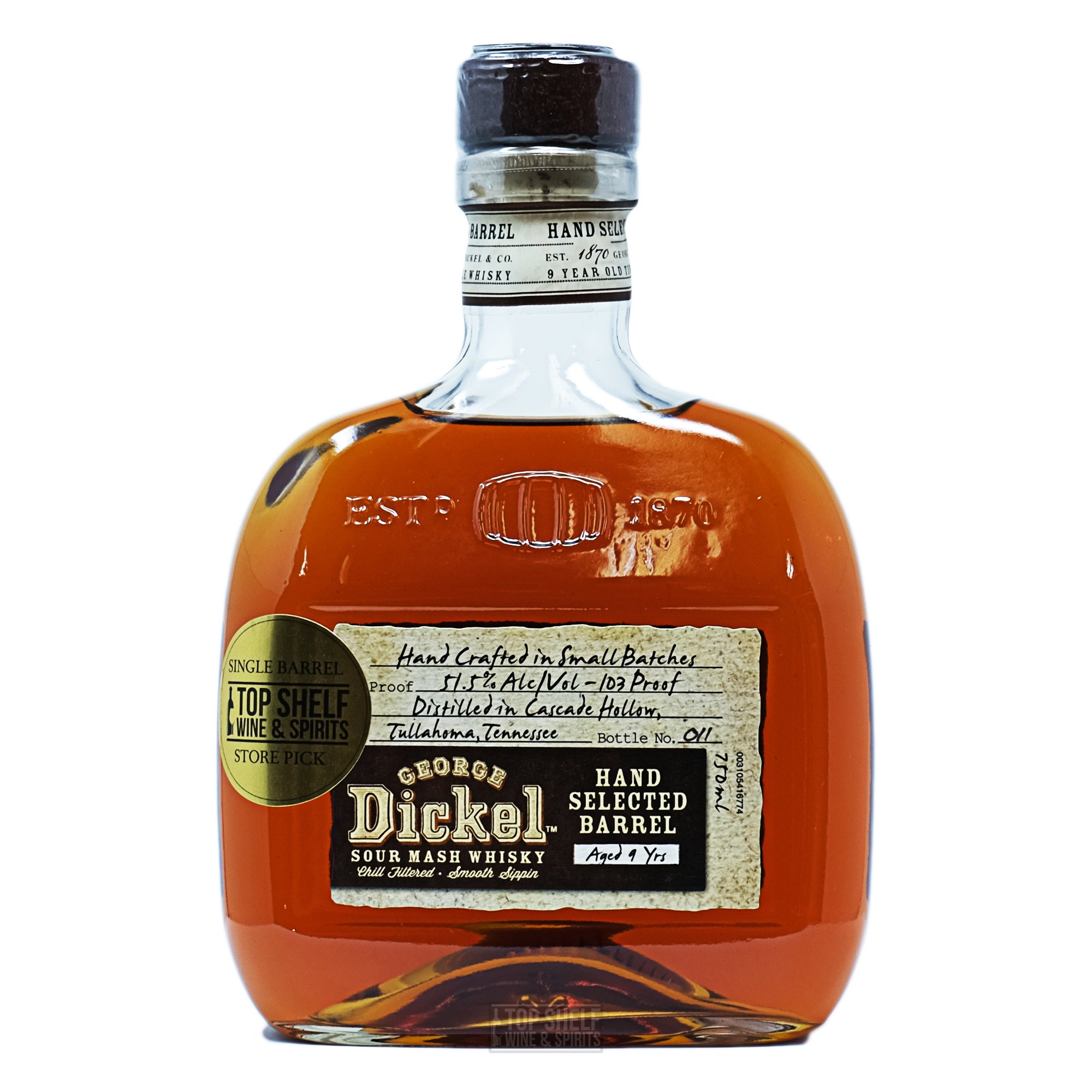 George Dickel 9 Year “Battle of the Bottles” Single Barrel Tennessee W