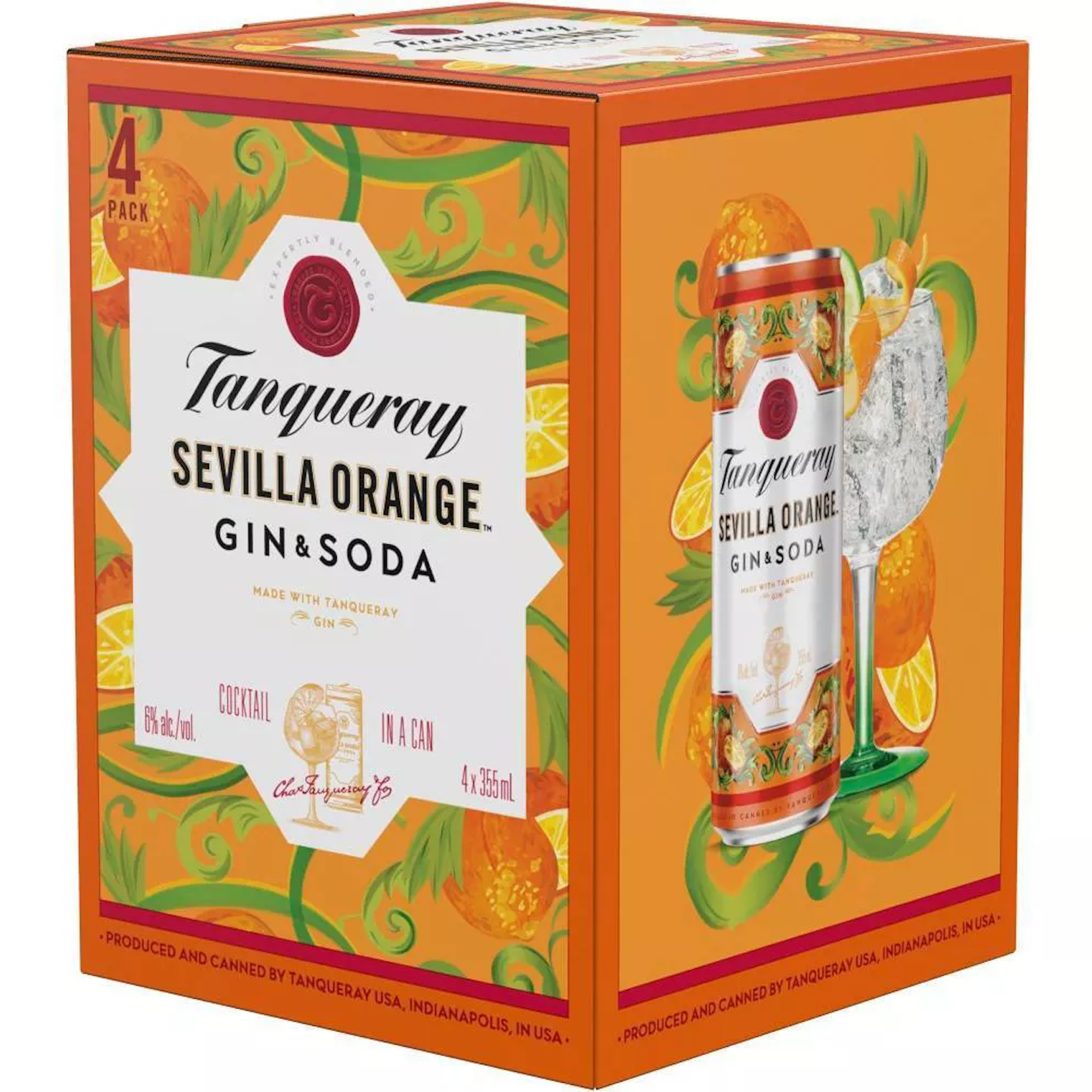Tanqueray Sevilla Orange Gin & Soda 4 pack Cans