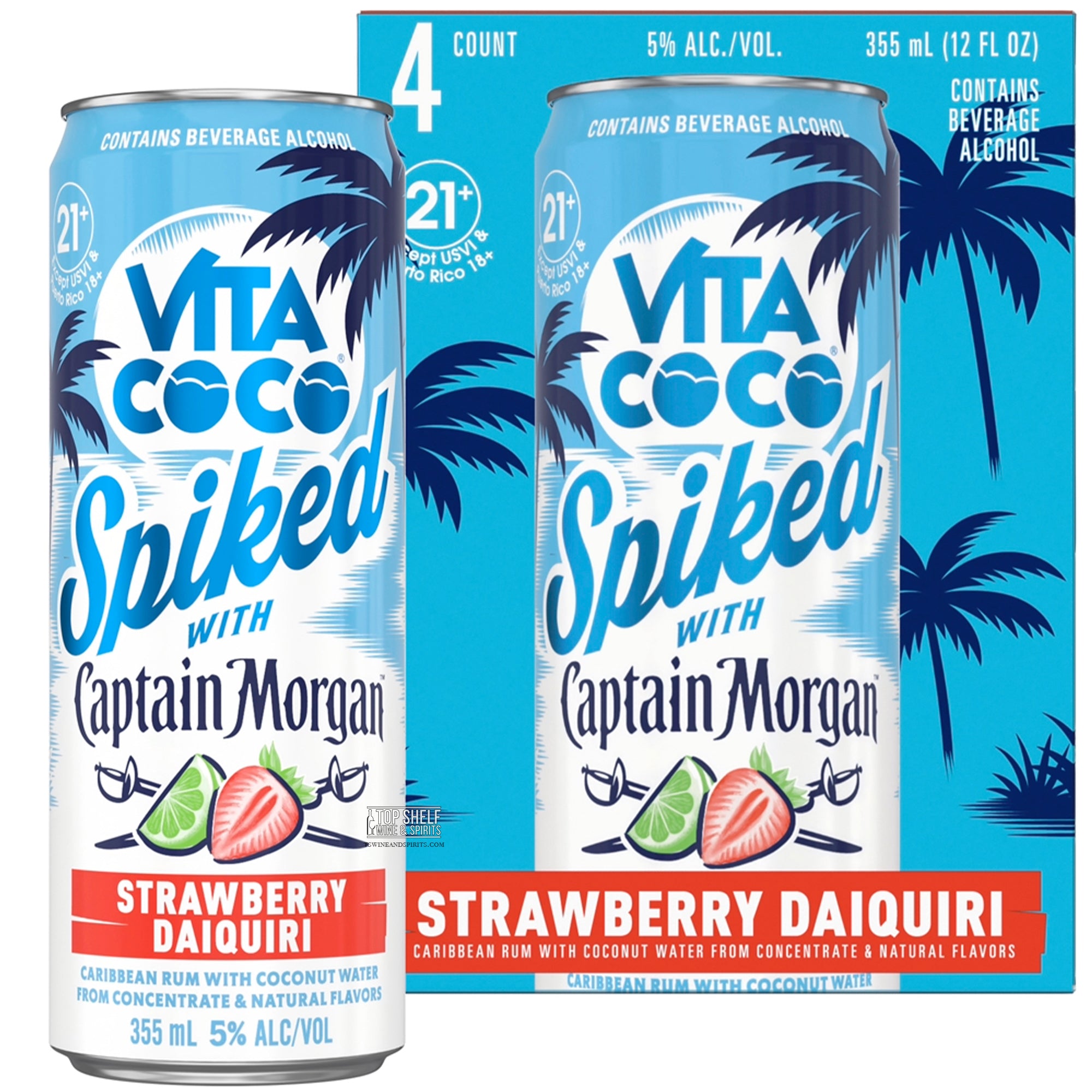 Vita Coco Spiked with Captain Morgan: Strawberry Daiquiri (4 Pack Cans)