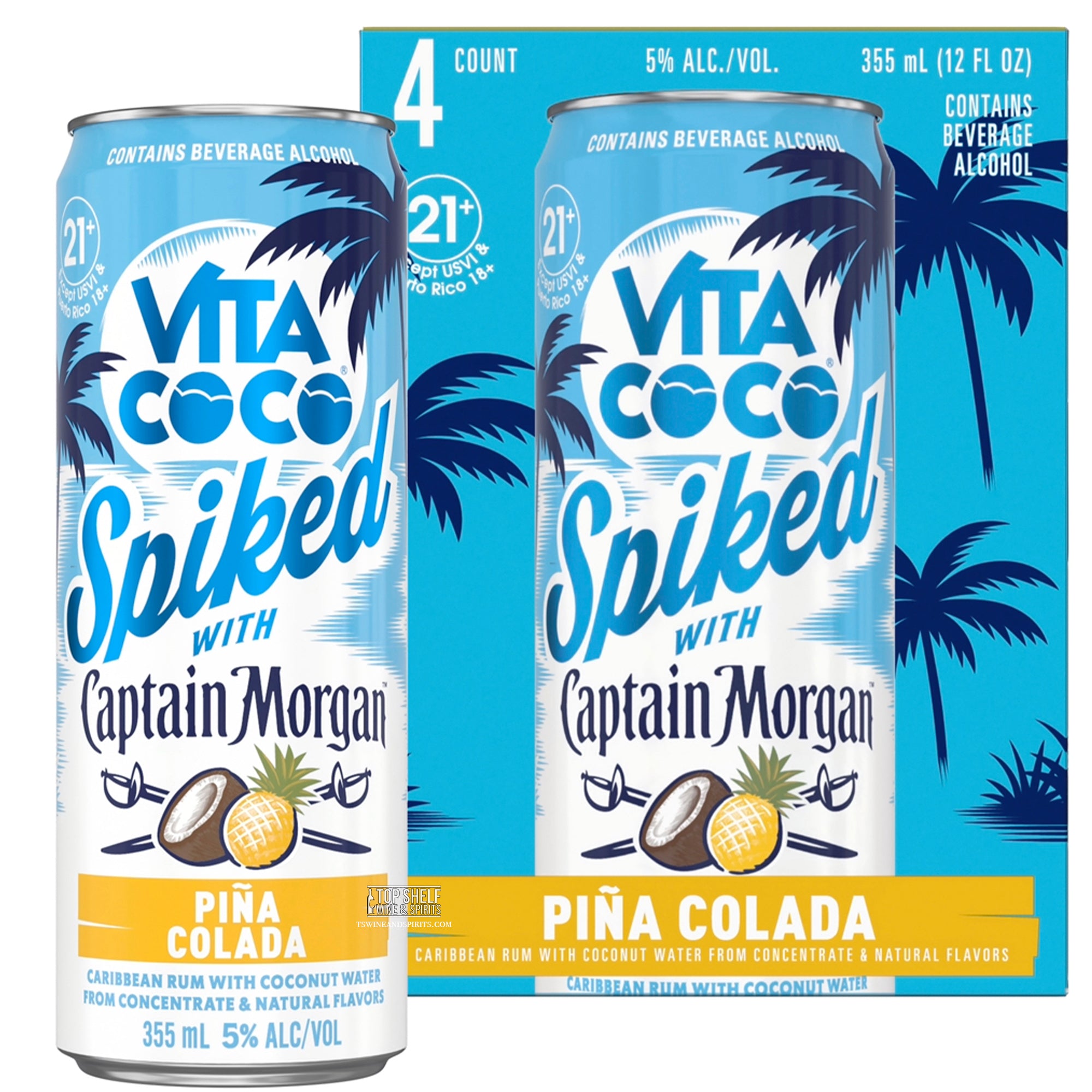 Vita Coco Spiked with Captain Morgan: Piña Colada (4 Pack Cans)