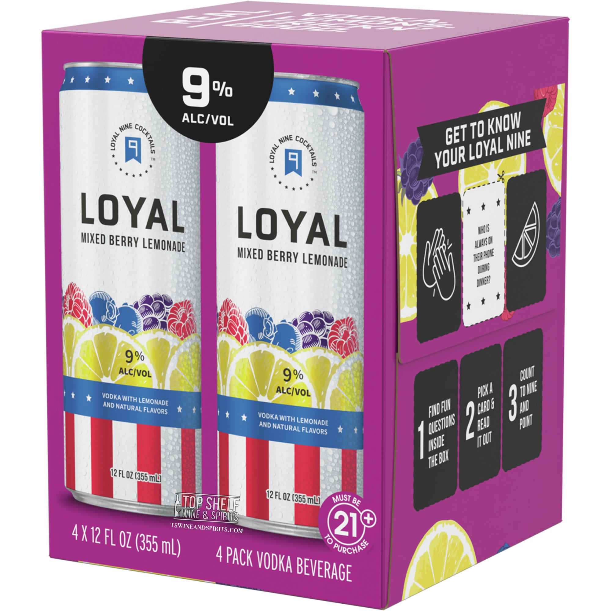 Loyal 9 Mixed Berry Lemonade Cocktail 4 Pack Cans