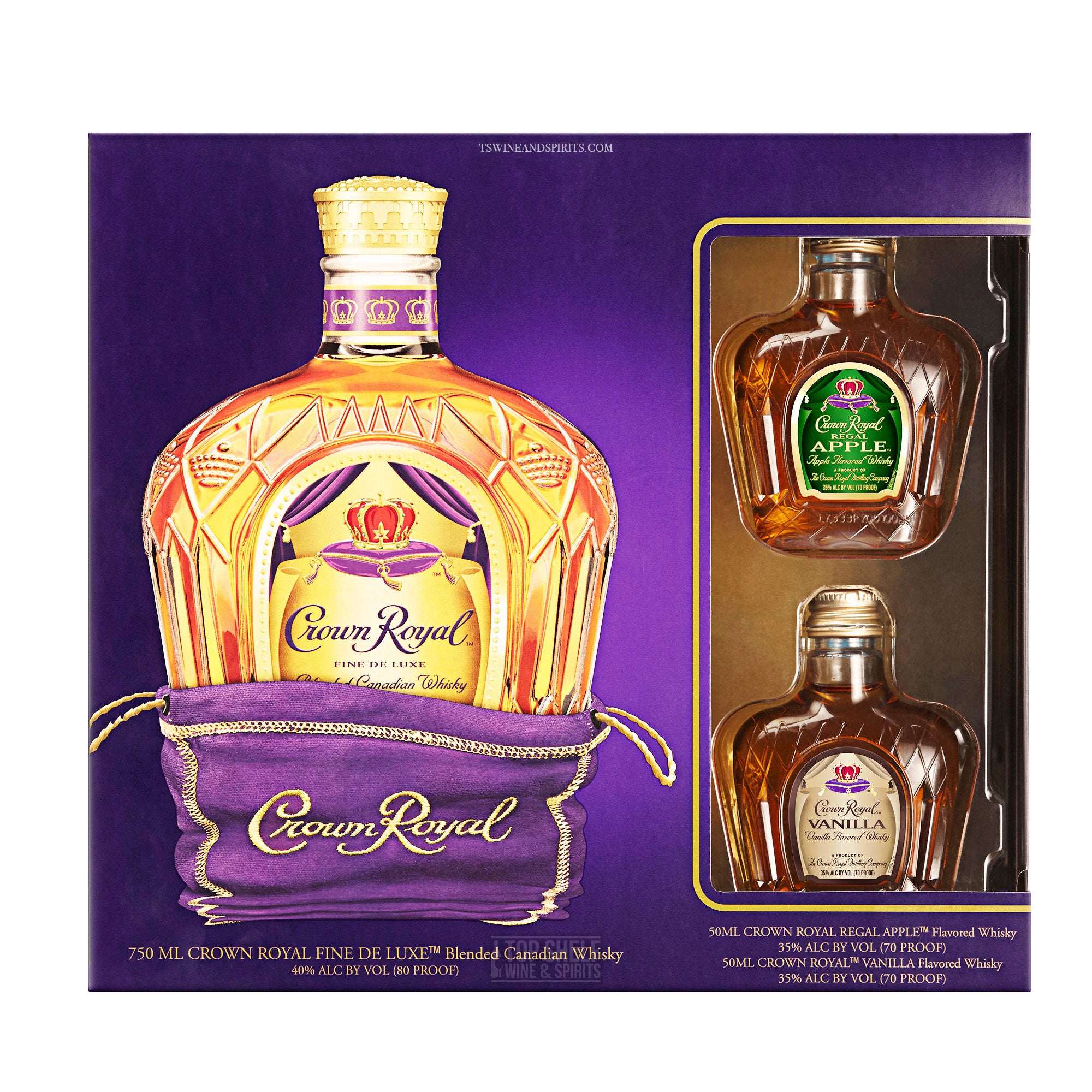 Crown Royal Canadian Whisky Gift Set with Crown Apple and Crown Vanilla 50mls