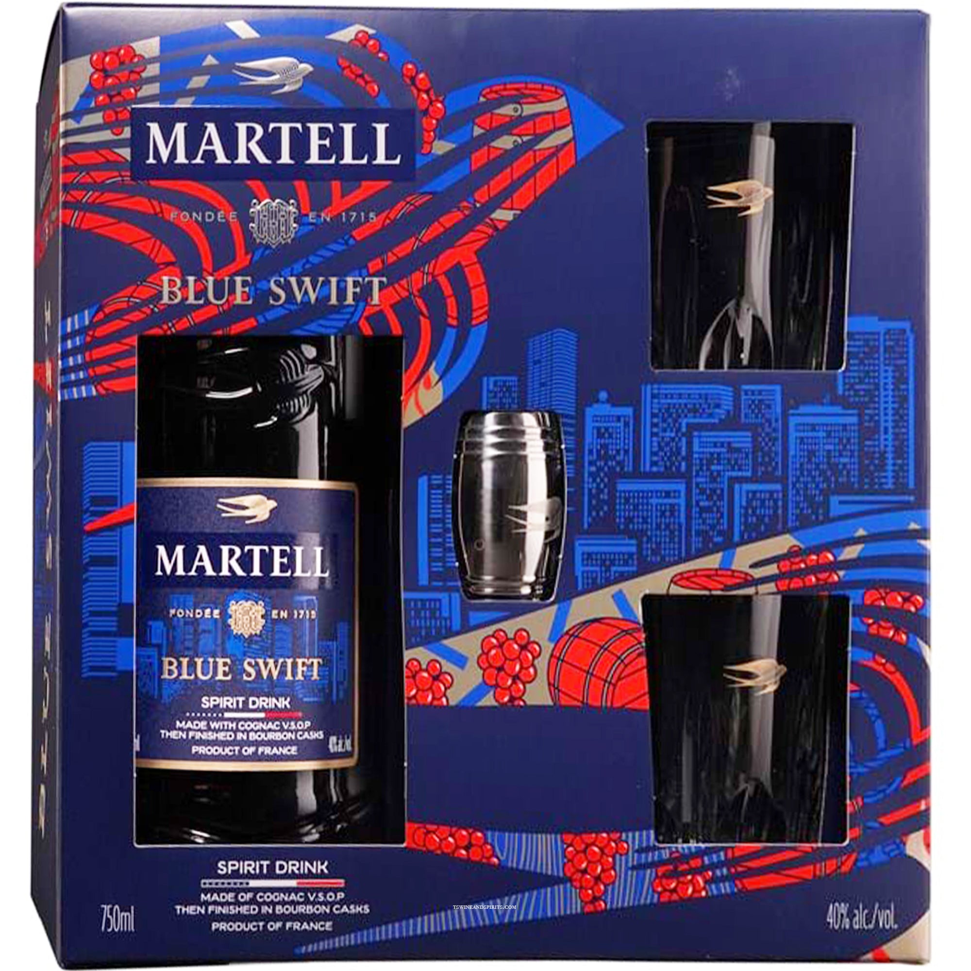 Martell Blue Swift Cognac Gift Set with Glasses
