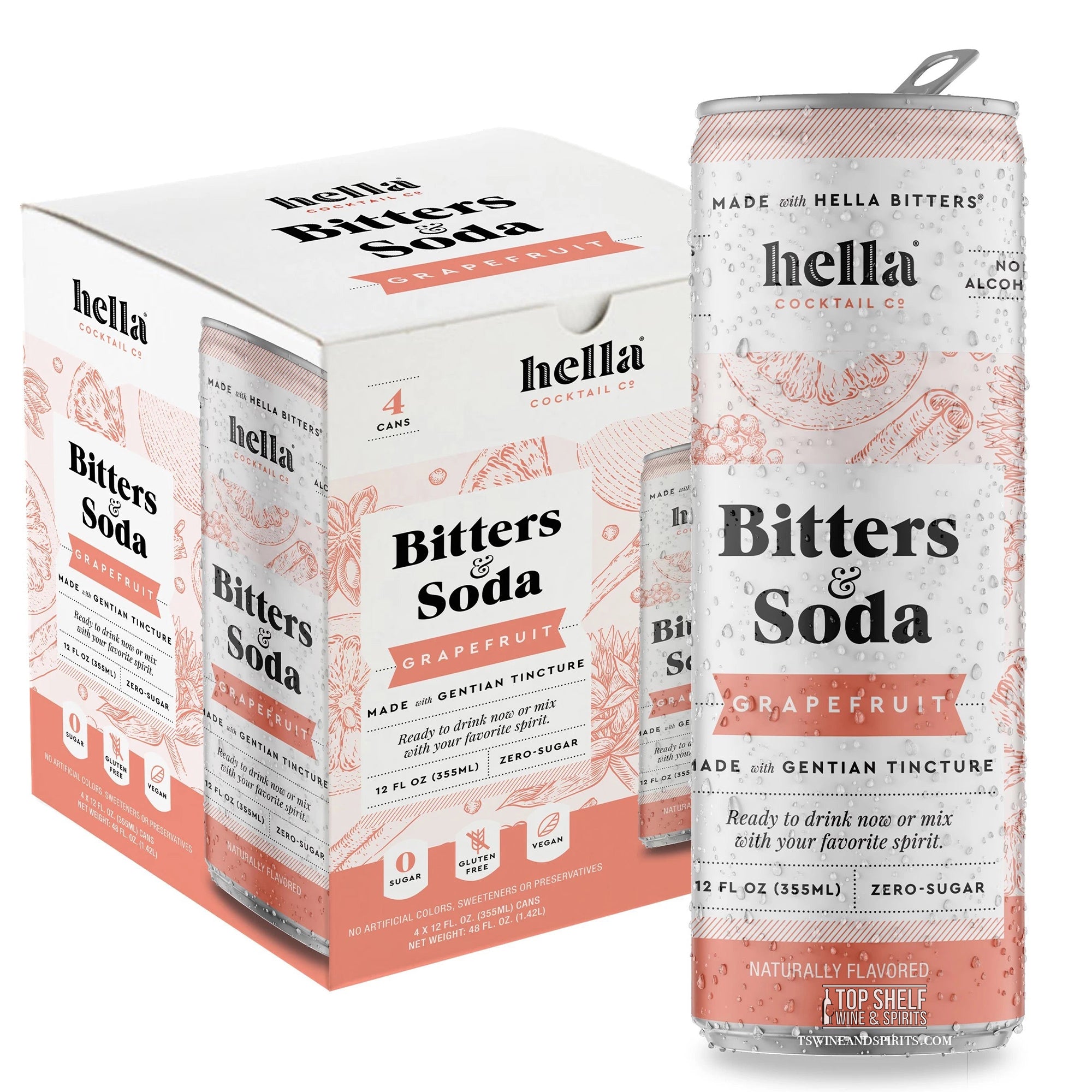 Hella Bitters & Soda Grapefruit 4 Pack Cans