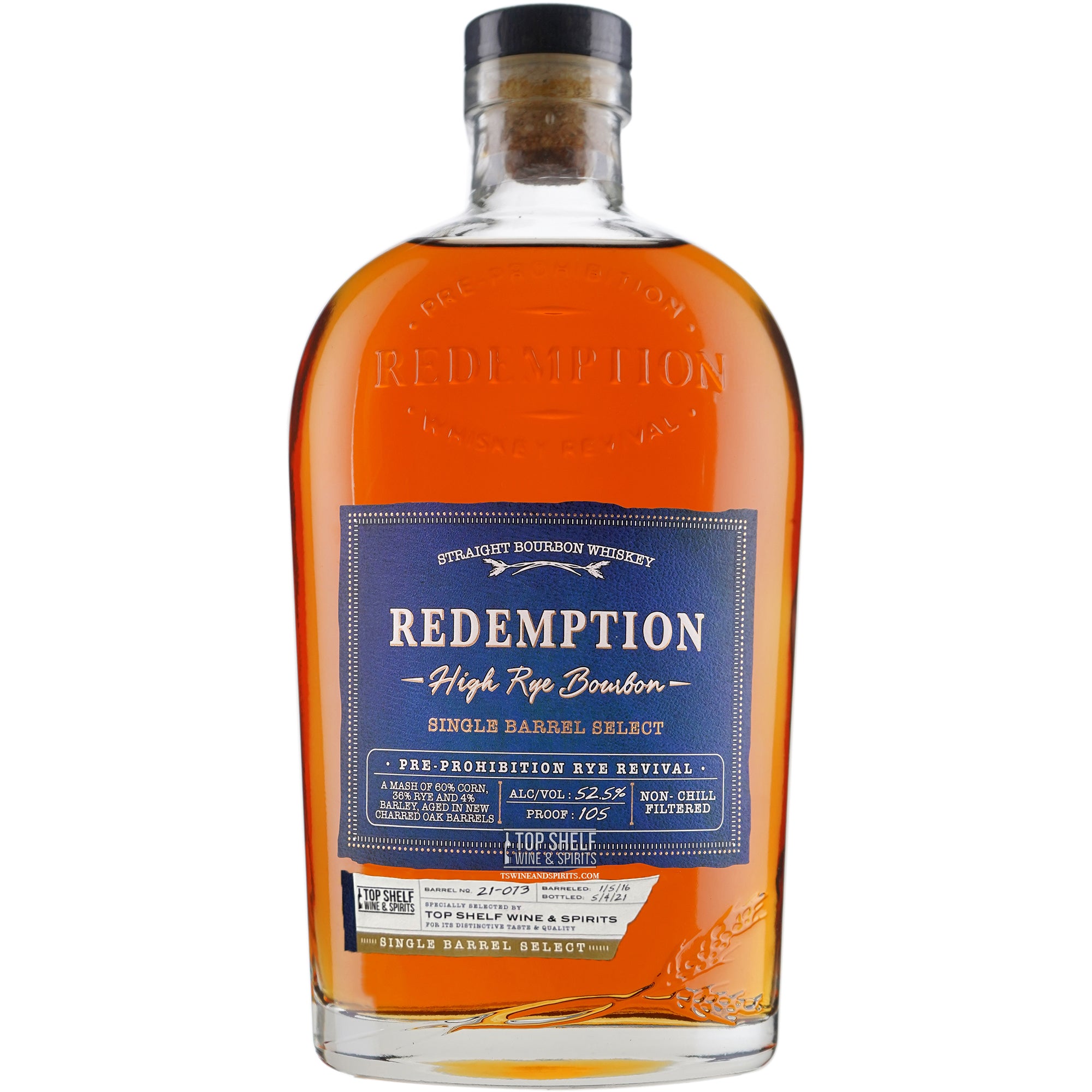Redemption Single Barrel Select High Rye Bourbon (Private Selection)
