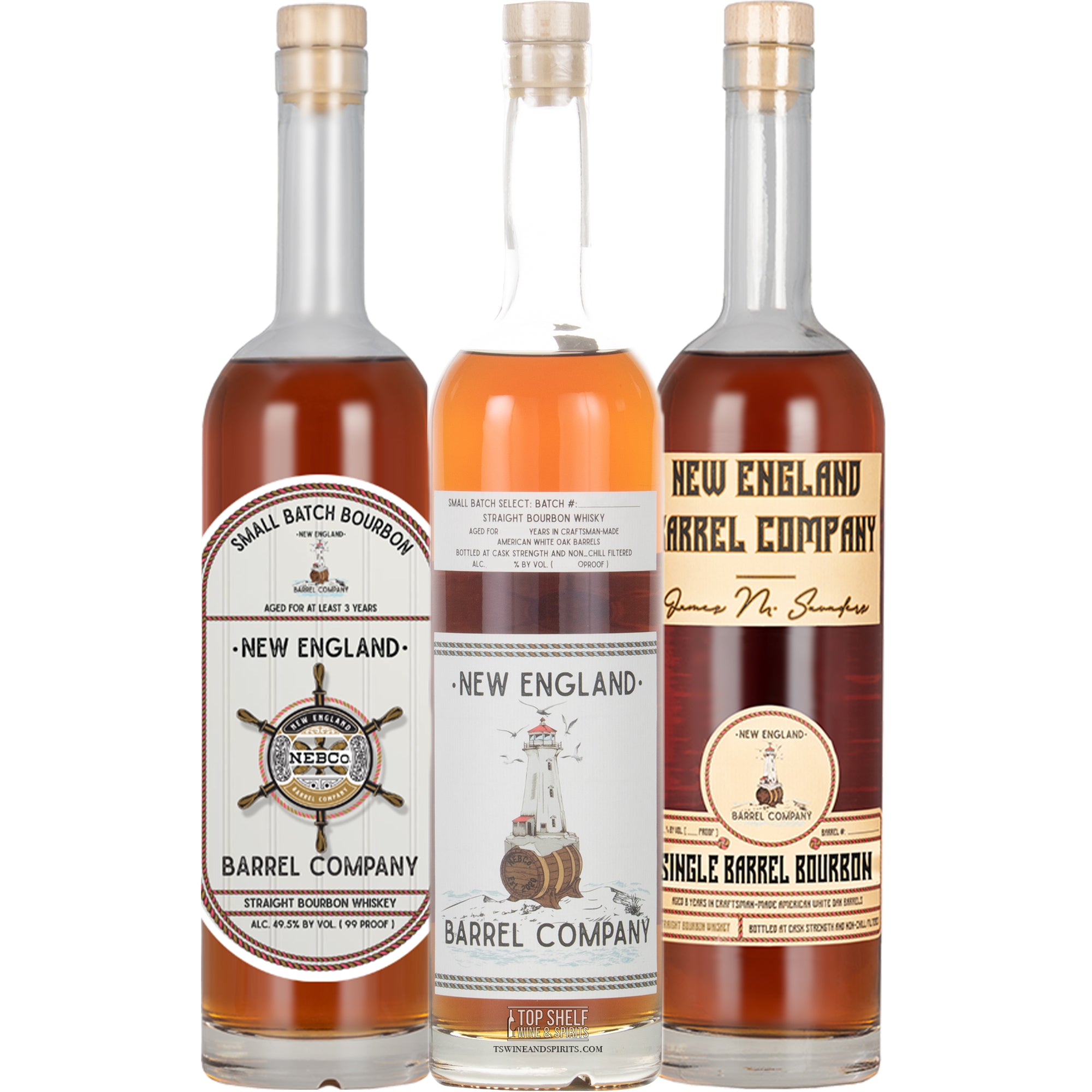 New England Barrel Company Bourbon Whiskey 3 Bottle Collection