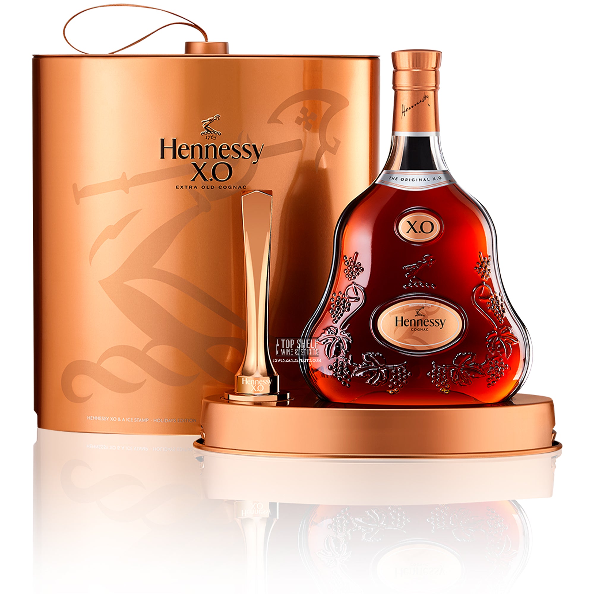 Hennessy XO Cognac Holiday Bottle with Gift Box & Ice Stamp