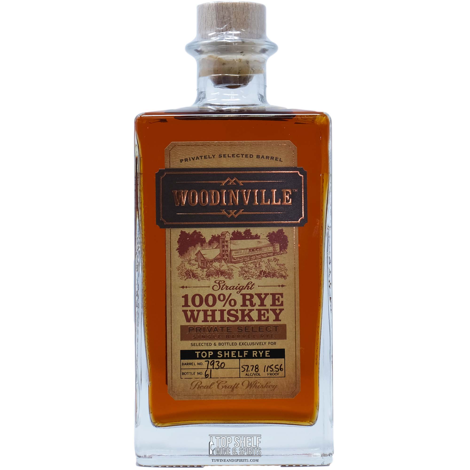 Woodinville Rye Cask Strength Single Barrel 7930 (Private Selection)